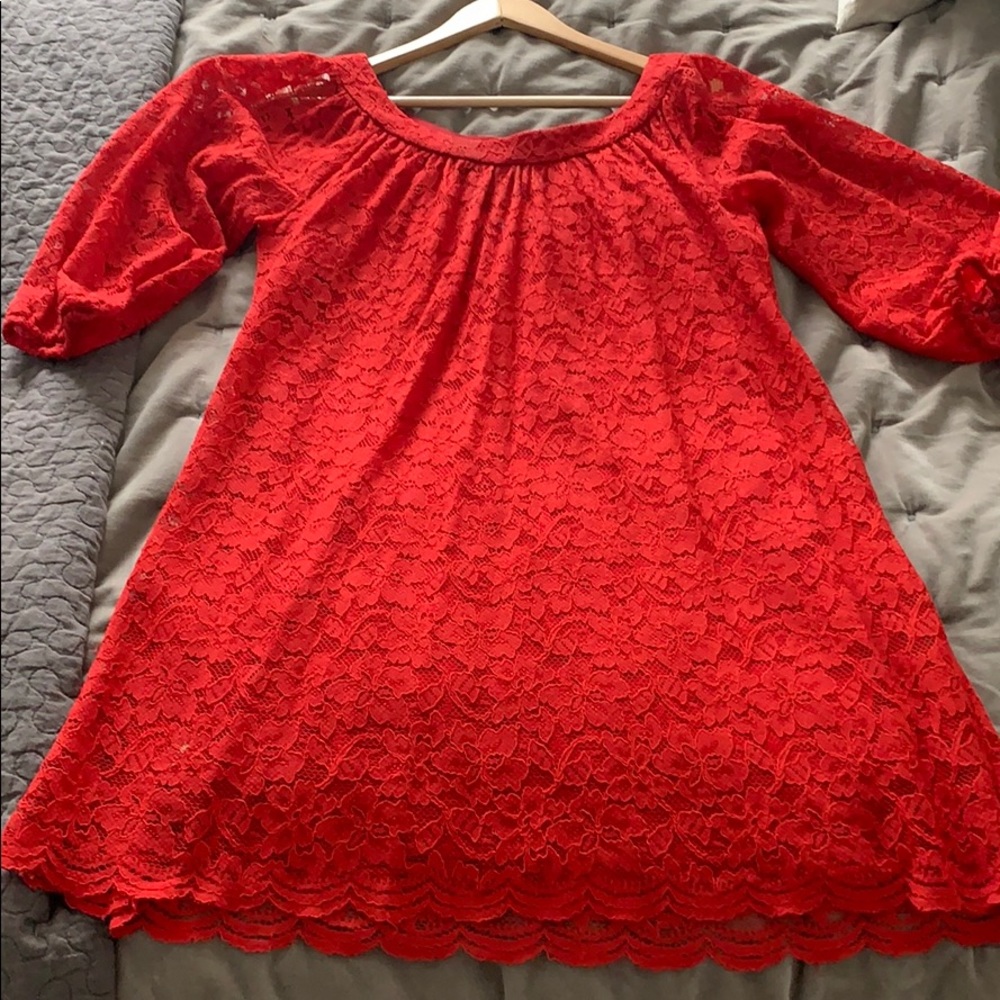 Vibrant red lace dress